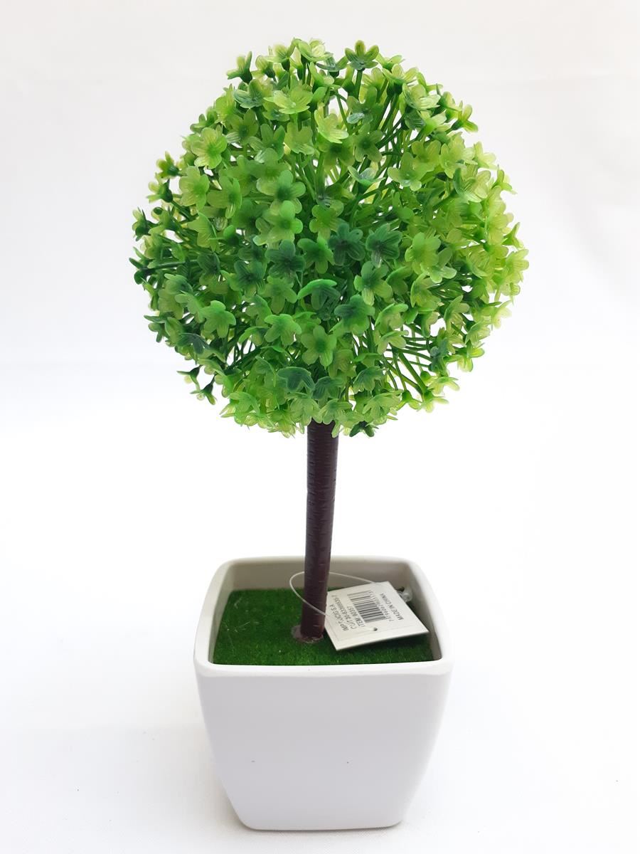 ARBOLITO CON MACETA 22CM. 4 COLORES: VERDE. AMARILLO. BLANCO. VIOLETA